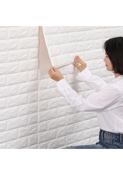 70x23 Cm Beyaz Kendinden Yapışkanlı 3d Esnek Duvar Kağıdı Paneli Genel