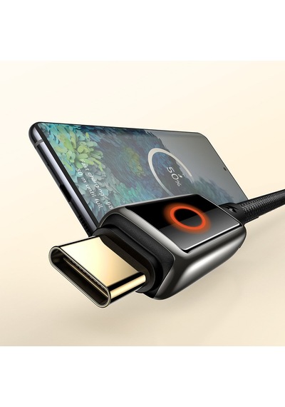 Mcdodo CA-6650 6A Usb Type-C Halo Solunum Işıklı Şarj Kablosu 1.2 M Siyah