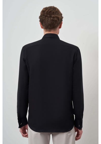 Morven Erkek Siyah Manşetli Slim Fit Sert Yaka Gömlek 25mc004031001 Siyah Siyah Morven Erkek Siyah Manşetli Slim Fit Sert Yaka Gömlek 25mc004031001 Siyah Siyah