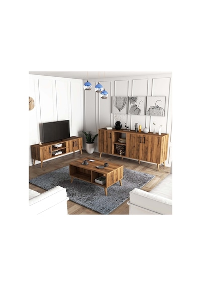 Exxen Ahşap Ayaklı Tv Ünitesi - Orta Sehpa - Konsol Seti Hat Rengi Set 1582-2072-1622 Exxen Ahşap Ayaklı Tv Ünitesi - Orta Sehpa - Konsol Seti Hat Rengi Set 1582-2072-1622