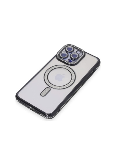 Apple iPhone Uyumlu 14 Pro Max Kılıf Joke Simli Magneticsafe Kılıf - Siyah 0.2M-Çok Renkli