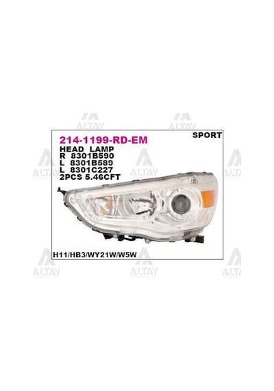 DEPO 214-1199L-LD-EM Ön Far Sol- Mitsubishi Asx 10-