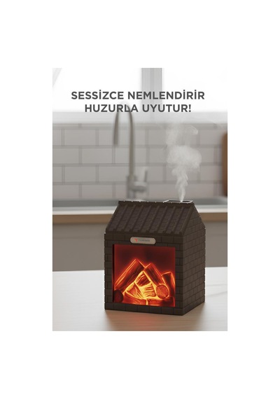 H9 Koyu Kahve Şömine Efektli 200ml Sessiz Ultrasonik House Hava Nemlendirici (İthalatçı Garantili)