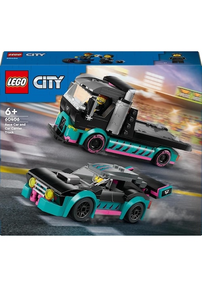 LEGO® City Yarış Arabası ve Araba Taşıyıcı Kamyon 60406 6+ Yaratıcı Oyuncak Yapım Seti - 328 Parça