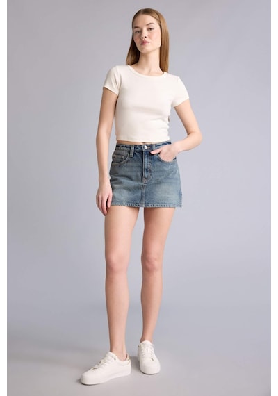 Defacto Yüksek Bel Mini Jean Etek H0636ax26smnm28 Mavi-nm28