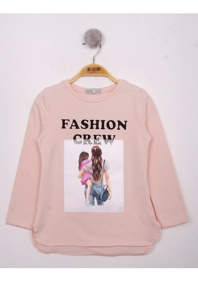 Toontoy Kids Toontoy Kız Çocuk Fashion Baskılı Tişört Pudra