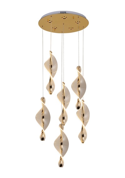 Gupse 6 Lı Yuvarlak 95 Watt Ledli Modern Tasarım Oturma Odası Salon Avize Gold