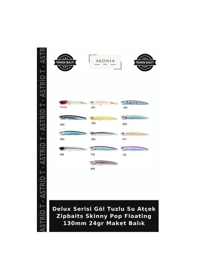 Delux Serisi Göl Tuzlu Su Atçek Zipbaits Skinny Pop Floating 130mm 24gr Maket Balık