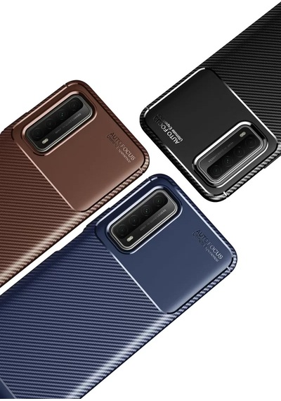 Newface Huawei P Smart 2021 Kılıf Auto Focus Karbon Kapak - Lacivert Belirtilmemiş