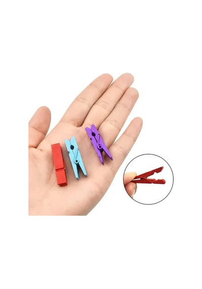 50'li Renkli Ahşap Mandal Seti 3.5 Cm Çok Renkli