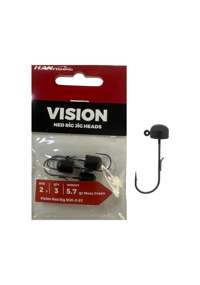 Hanfish Vision Ned Rig Jig Head Mjg 5.7gr No:2 Moss Green 3 Adet