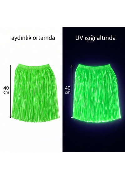 Go İthalat Neon Yeşil Hawaii Parti Eteği 40 Cm