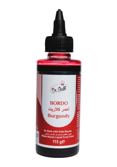 Su Bazlı Likit Gıda Boyası Bordo 115 Gr Şeker Hamuru, Krema Ve Pasta Dekorasyonu İçin
