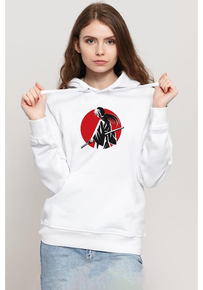 Rurouni Kenshin Samurai Logo Beyaz Kadın 3ip Kapşonlu Sweatshirt Beyaz