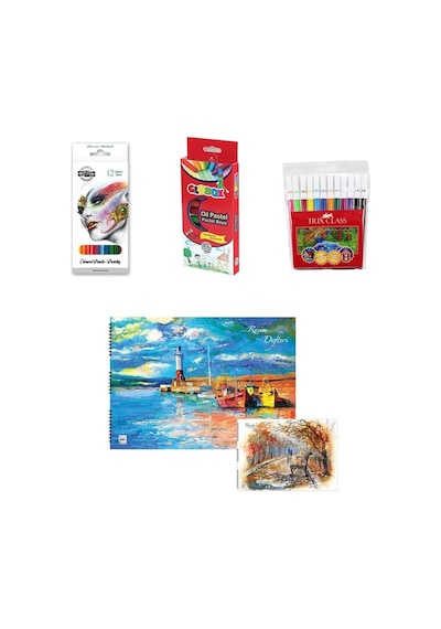 Yaz Tatili Boyama Seti- Pastel-kuru-keçeli Boya Ve Resim Defteri
