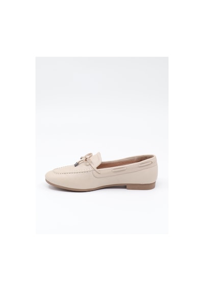 Nesilshoes Eliz 25216 Bej Hakiki Soft Deri Fiyonklu Kadın Ayakkabı