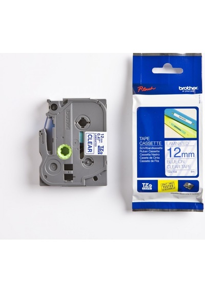 BROTHER P-TOUCH TZE-133 TZE-TAPE 12MM ŞEFFAF  ÜZERİNE MAVİ LAMİNA