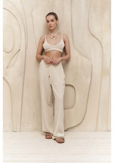 Mai Collection Mai Studios Co. Rowena İp Detay Bej Pantolon Bej