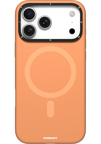 Apple Uyumlu iPhone 17 Pro Max  Kılıf M-safe Şarjlı Kamera Standlı Youngkit Gel Cream Serisi Kapak Turuncu Turuncu