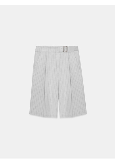 Dilvin 72637 Çizgili Kemerli Bermuda-gri Gri
