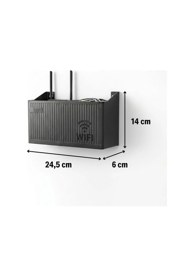 Duvar Tipi Wi-fi Modem Saklama Kutusu Siyah Kablo Düzenleyici Router Raf Organizer 5671
