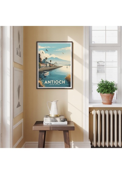 Vintage Tarzı Antakya Amerika Birleşik Devletleri Seyahat Posteri Manzaralı Retro Şehir Manzarası Duvar Sanatı