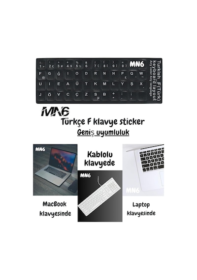 Mf01 F Klavye Sticker/3 Adet-laptop Pc Uymlu-silinmez/türkçe F Klavye Sticker 3