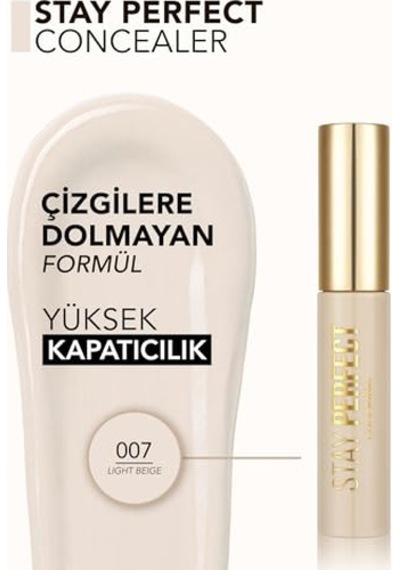 Flormar Doğal Bitişli Kapatıcı Soğuk Alt Ton - Stay Perfect Concealer - 007 Light Beige - 8682536085564 00