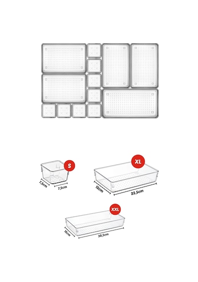 13 Parça Çekmece İçi Düzenleyici, Organizer Set Füme