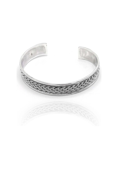 Çift Örgü Model 925 Ayar Saf Gümüş Unisex Hasır Bilezik 201024395 Gümüş