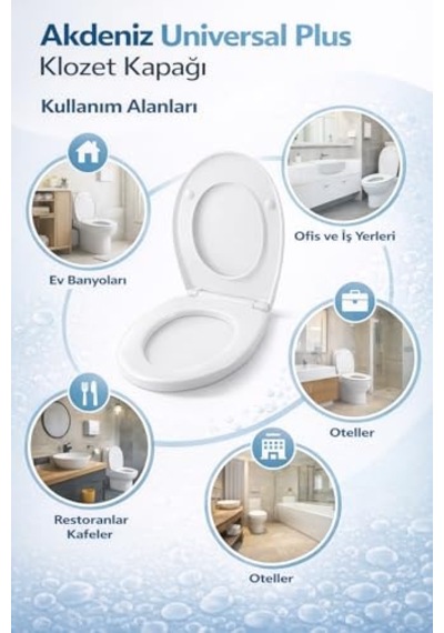 Akdeniz Universal Klozet Kapağı  Her Modelle Uyumlu, Kaydırmaz Alt Kapaklı, Kolay Montajlı, Kolay Temizlenebilir, Dayanıklı Yapı,  Açık Bej