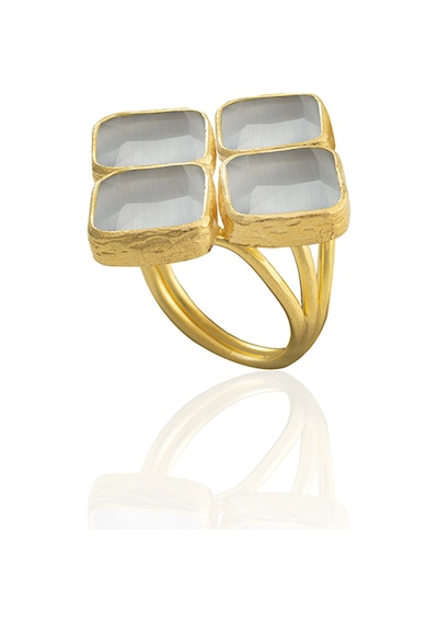 Kadir Jewellery 22 Ayar Altın Kaplama Kadın Zirkon Taşlı Yüzük Gri 14719224