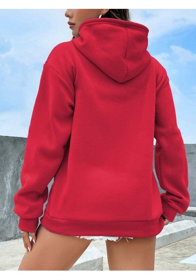 Uyguntarz The Future Baskılı Oversize Sweatshirt Kırmızı