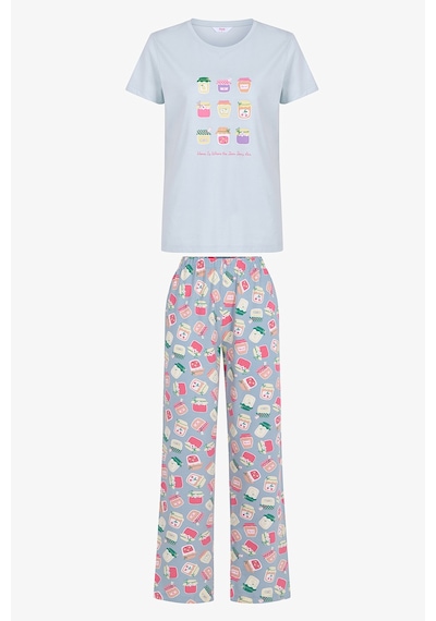 Penti Açık Mavi Sweet Breakfast Pamuklu Pantolon Pijama Takımı Penti Açık Mavi Sweet Breakfast Pamuklu Pantolon Pijama Takımı