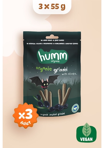 Hummorganic Organik Vegan Zeytinli Grissini Atıştırmalık Paketi - 3 adet