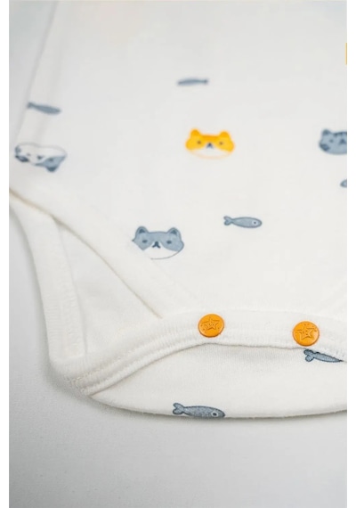 Adisia Unisex Bebek Uzun Kollu Desenli Ikili Çıtçıtlı Zıbın Takım - Sarı