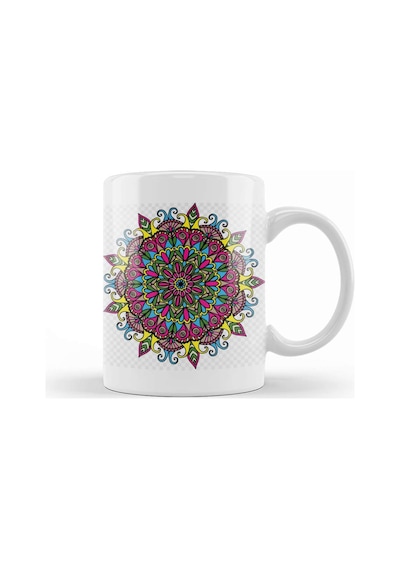 Mandala Renkli Hat Sanatı 01 Kupa Bardak Porselen Karışık