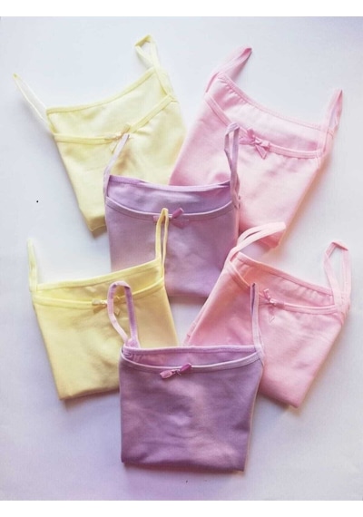 Kota Kız Çocuk 6'lı Paket Ince Askılı Atlet Lila-sarı-pembe