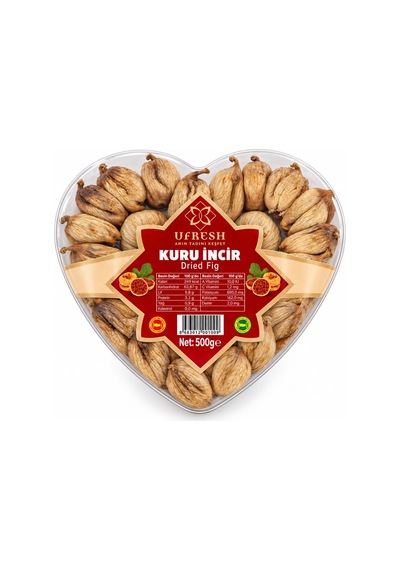 Ufresh Kuru İncir Şeffaf Kalp Tepsi 500 G