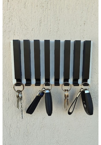Anahtarlık Askısı 13 X 24 Cm 8 Adet Anahtarlık Asılabilir İşyeri Beyaz