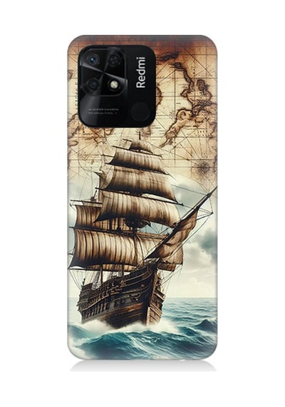 Xiaomi Redmi 10c Uyumlu Haritada Yelkenli Macera Desenli Silikon Kılıf Çok Renkli