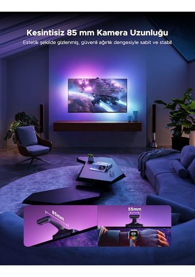 Govee 3S Pro Tv Arkası LED Şerit Ambiyans Aydınlatma, Tv Renk Senkronizasyonu 75-85 Inç Tv'ler ile Uyumludur
