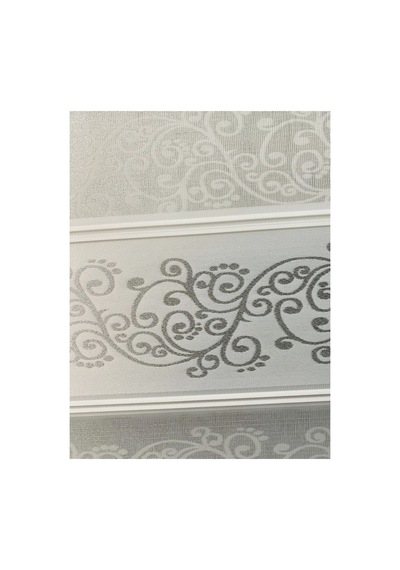 Beyaz Renk Gümüş Sim Detaylı Sarmaşık Desen Zebra Stor Perde Beyaz - 223323248 Beyaz
