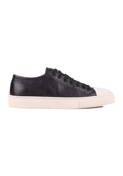 Shoetyle - Siyah Hakiki Deri Bağcıklı Erkek Sneaker 666-25-1251 Siyah