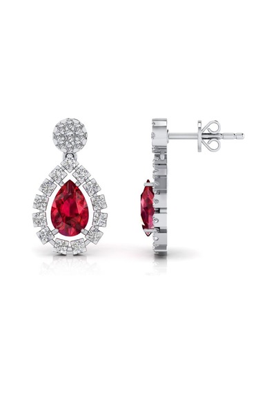 1,00 Karat Pırlantalı Yakut Küpe