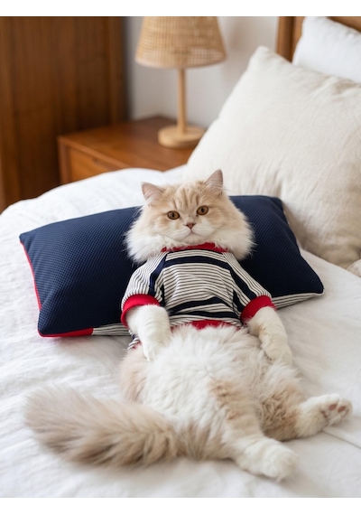 Bubbles Pastel Kedi Uyku Takımı Mini Yastıklı Şeker Renkli Yazlık Kedi Pijama Seti