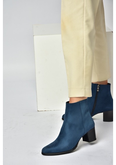 Fox Shoes G654013102 Lacivert Süet Alçak Topuklu Kadın Bot