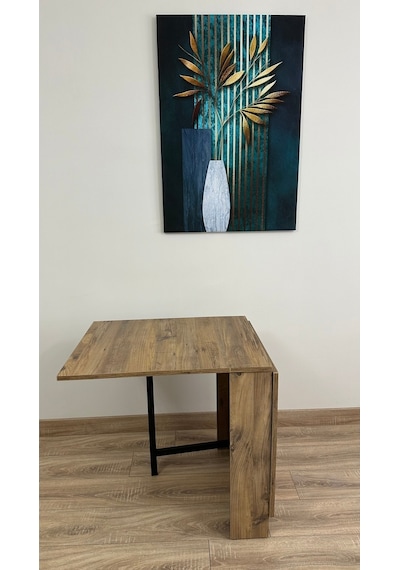 Modern Style Home Pratik Katlanır Taşınabilir 4-6 Kişilik Mutfak Masası Ceviz