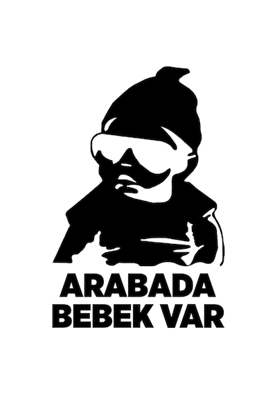 Arabada Bebek Var Oto Arka Cam Sticker Siyah 24 16 Cm