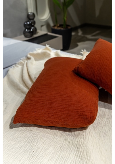 Kiremit 4 Katlı Müslin Yastık Kılıfı 50x70cm 2adet